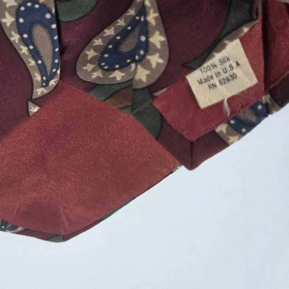 VTG Tuli by Natan Bradi 100% Silk Paisley Necktie Burgundy Green Mens‎ Tie USA